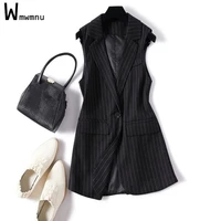 blackwhite slim striped formal sleeveless blazers coats women korean oversized 4xl vests office elegant outwear ol waistcoats