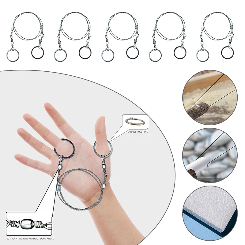 

Outdoor Hand-Drawn Rope Saw Stainless Steel Wire Saw Camping Life-Saving Woodworking Super Fine Hand Saw Wire 72cm