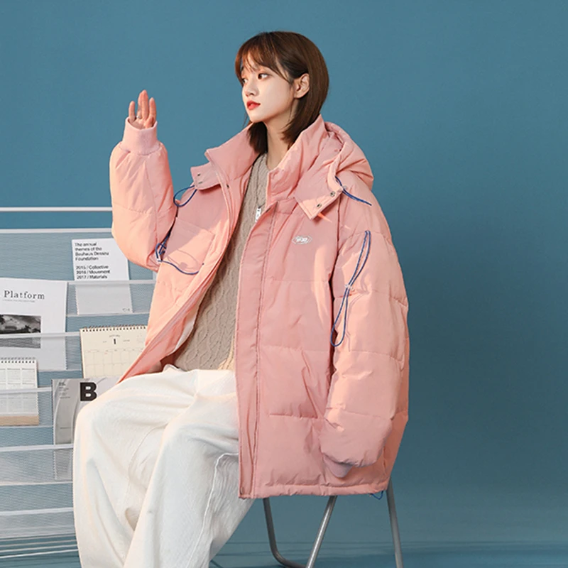 Winter Women's Puffer Jackets  Baggy Thickening Warm Hooded Outwear Harajuku Fashion Cotton Padded Bubble Parkas Coats