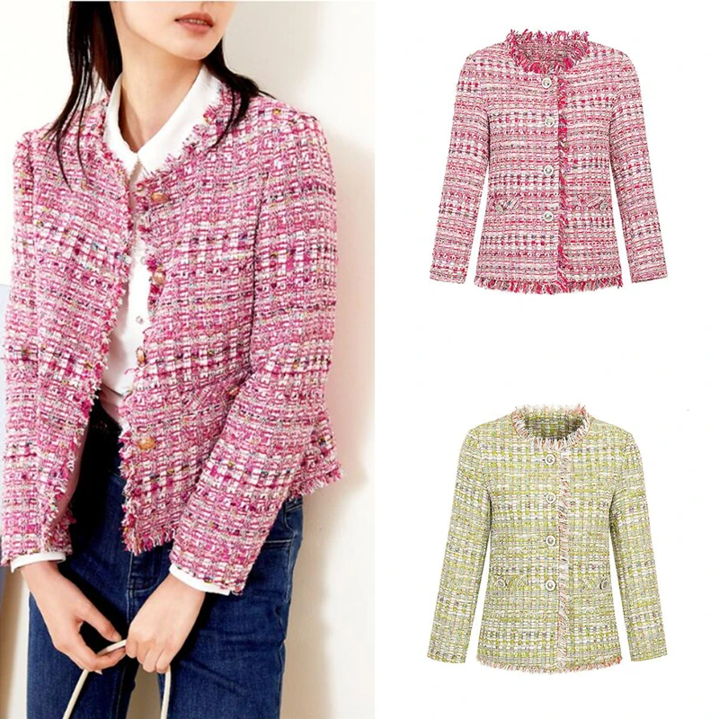 Женский твидовый пиджак с длинным рукавом, корейский стиль, Осень-зима 2022