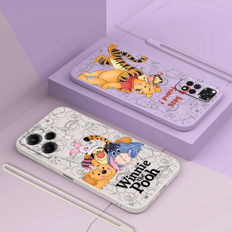 

Cute Winnie the Pooh For Xiaomi Redmi Note 12 11 11T 10 10S 9 9S 9T 8 8T 7 Pro Plus Speed Liquid Rope Soft Phone Case Coque Capa