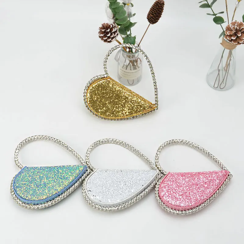 New Sequins with Diamonds Round Heart-shaped Clutch Bag with Diamonds Dinner Bag Fashion Women's Bags  Handbags  Purses Hand Bag