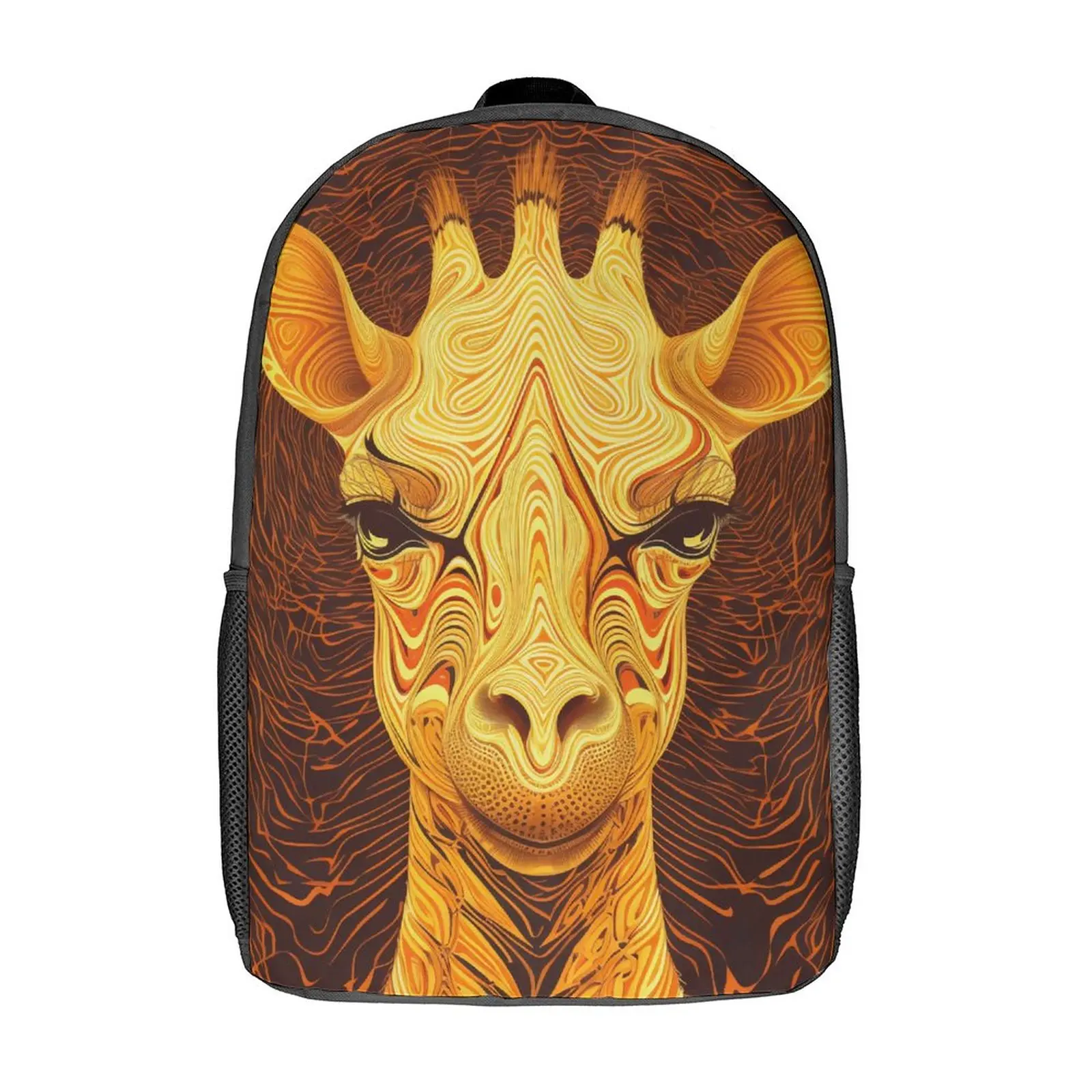 

Giraffe Backpack Portraits Psychedelic Lines Trekking Backpacks Women Colorful Big School Bags Cute Rucksack
