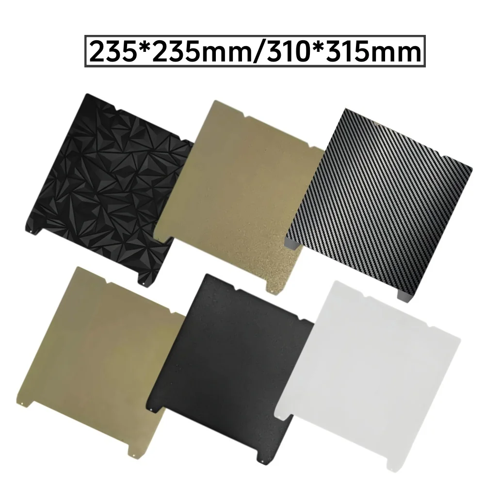 Фото Стальной лист PEI PET PEO PEY, гладкая платформа с подогревом для Creality K1/K1C/K1 Max, сборная пластина 235x235 мм 310x315 Ender 3 S1 Ender 3 V3 Se №1