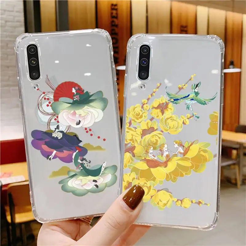 

Flower Fairy Illustration girl art Phone Case Transparent For Samsung Galaxy A S 8 9 10 12 20 21 40 50 52 51 70 71 fe ultra plus