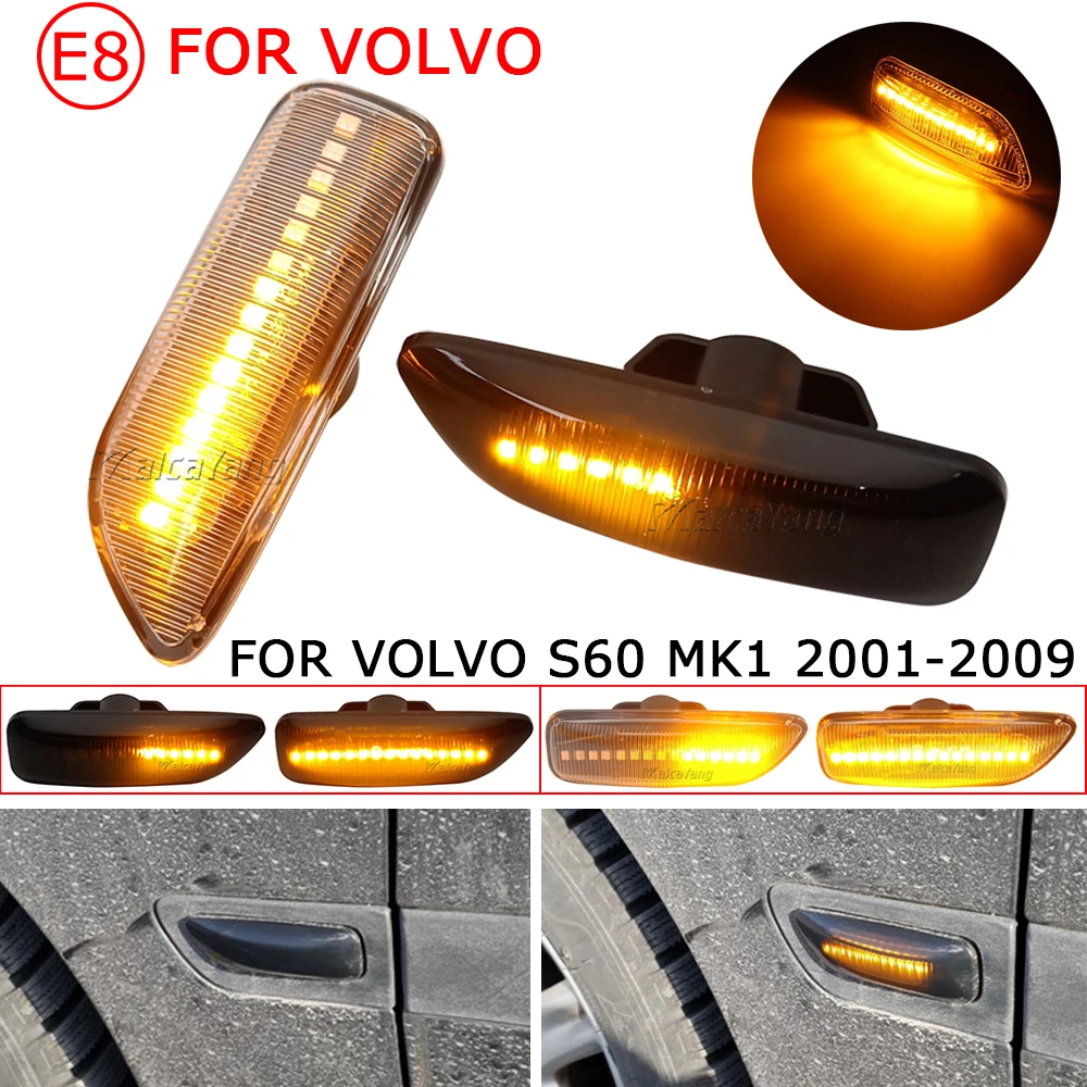 

2Pcs Dynamic Blinker LED Side Marker Turn Signal Light For Volvo S80 S60 XC90 MK1 2003-2009 XC70 V70 MK2 2000-2008 30722641