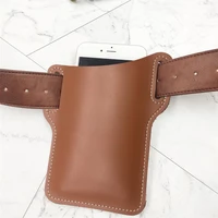 phone case universal faux leather solid color retro portable waist bag for hiking phone pack cellphone holder