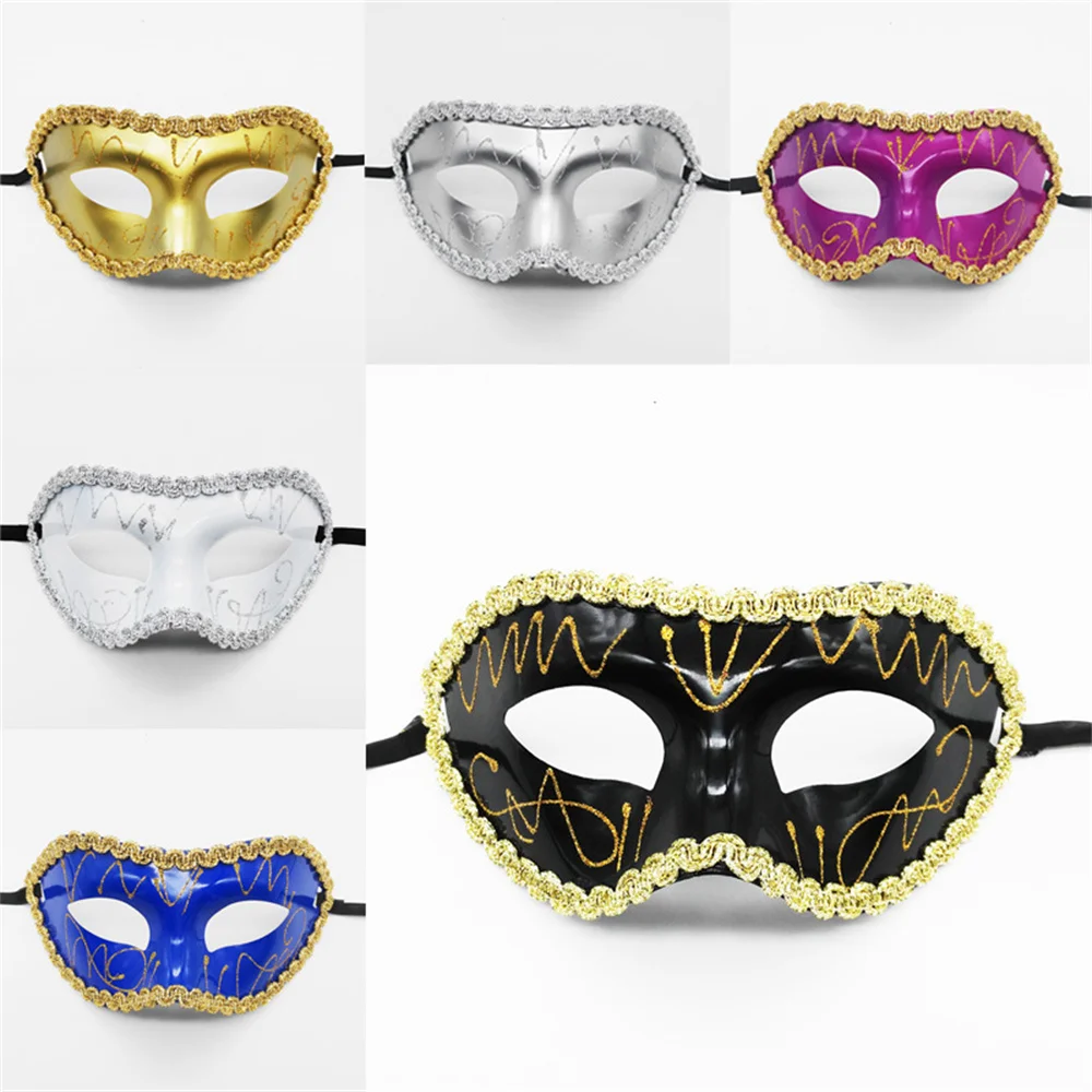 

Мужская роскошная черная, Золотая окрашенная искусственная Мужская привлекательная маскарадная ретро-маска для половины лица, необычное платье