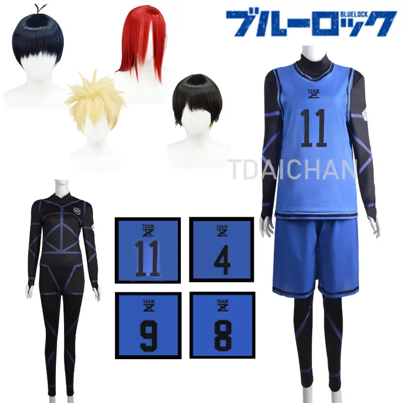 

Аниме Синий замок футбол Джерси Спортивная одежда Isagi Yoichi Hyoma Chigiri Meguru бахира комбинезоны жилет шорты косплей костюм парик