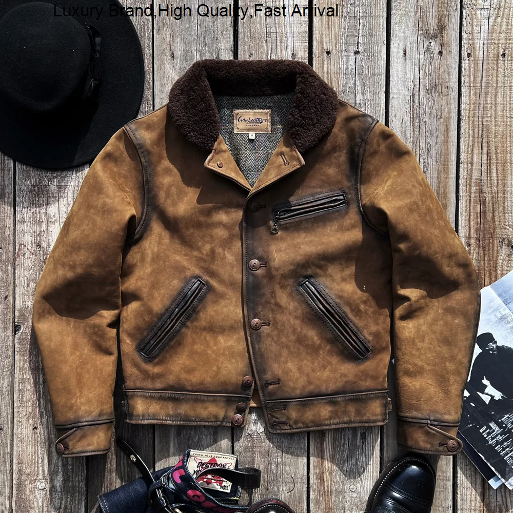 

without Bangladesh restoring ancient ways with cowhide American farmers R * L collars leather jacket lambs
