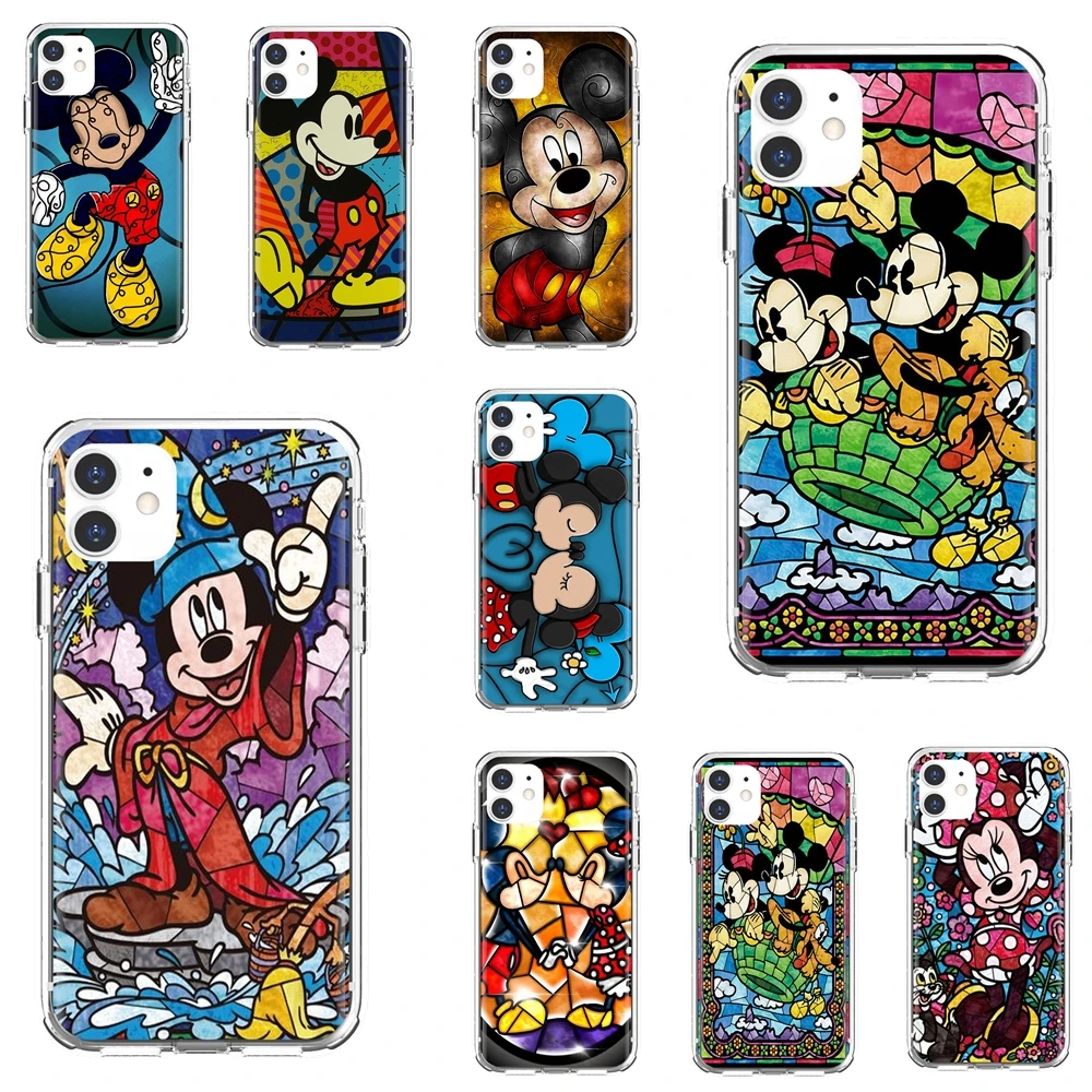 Чехол с витражом Микки-Маусом и окошком для Huawei P50 P30 P40 P20 P8 P9 P10 Lite Pro 2016 2017 P Smart Plus 2019