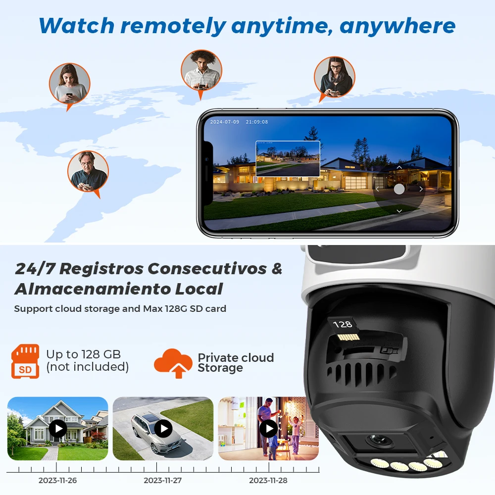 Камера видеонаблюдения 4K 8 Мп Wi-Fi автокруиз двойной объектив приложение O-KAM Pro AI