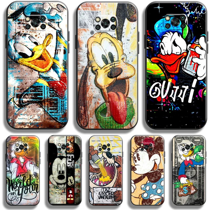 

Disney Mickey Duck Graffiti For Xiaomi Poco X3 GT POCO X3 Pro NFC Phone Case TPU Carcasa Liquid Silicon Back Soft Black