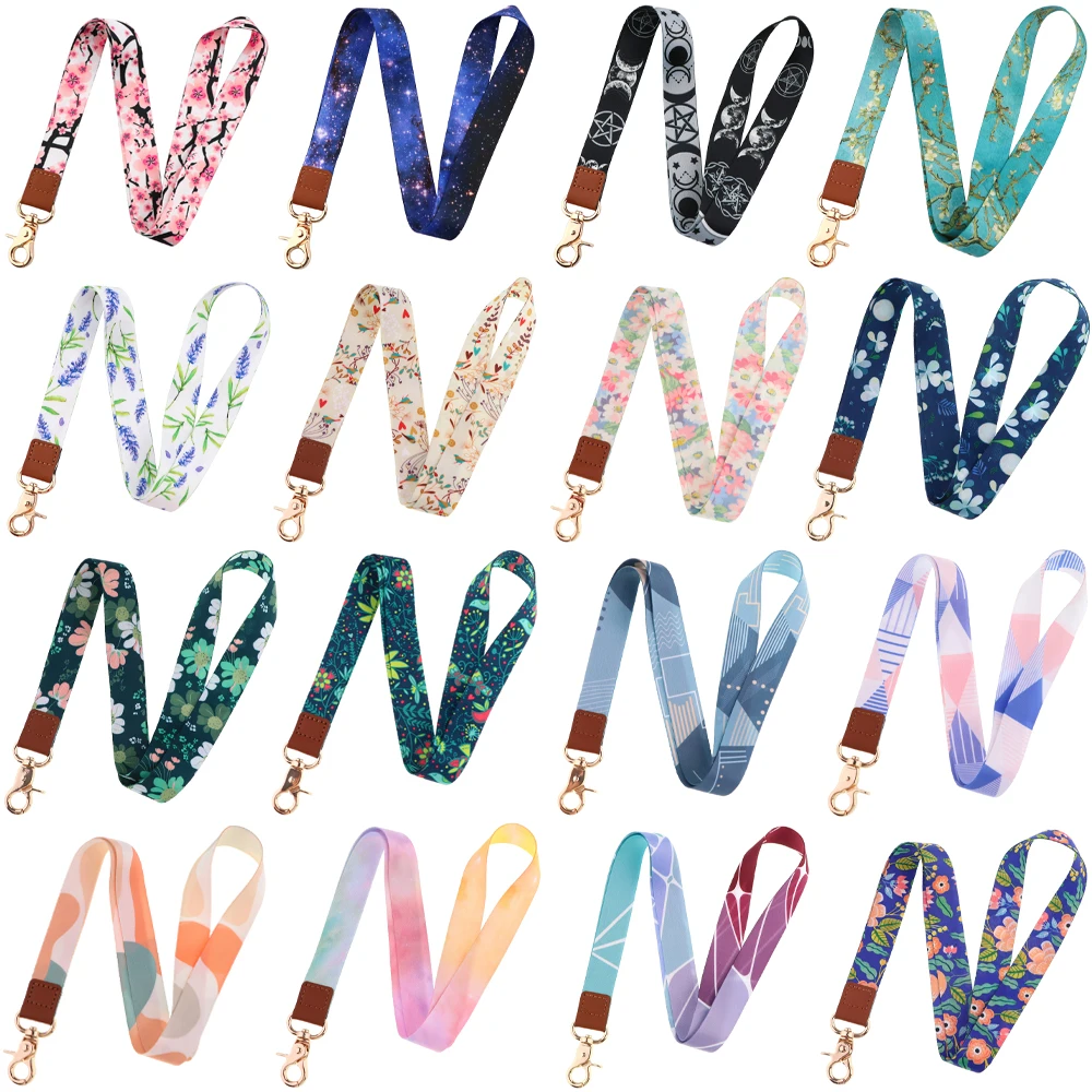 

Wholesale Flowers Neck Strap Lanyard for Keys Women's Lanyards Keychain Badge Holder ID Credit Card Pass Hang Rope Accessories