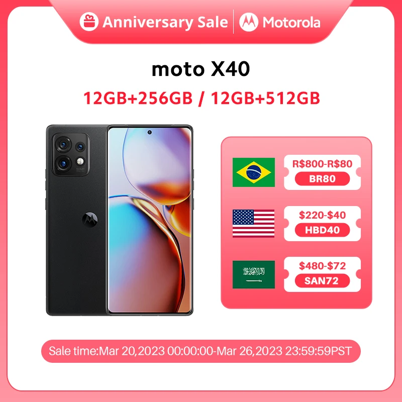 World Premiere Motorola Moto X40 5G Smartphone 6.7'' Snapdragon 8 Gen 2 50MP Triple Camera 125W Fast Charging 4600mAh Battery
