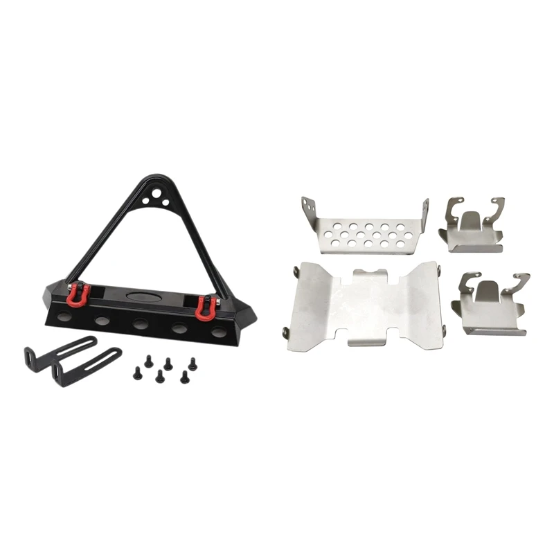 

1Pcs Metal Front Bumper Crawler & 1 Set Front Bumper Lower + Axle + Gearbox Mount Protection Skid Plate Set