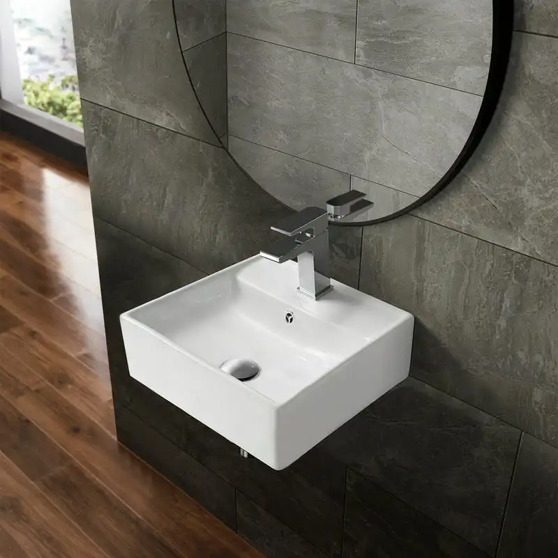 

Clair 16" Rectangular Ceramic Wall Mounted Bathroom Sink - White