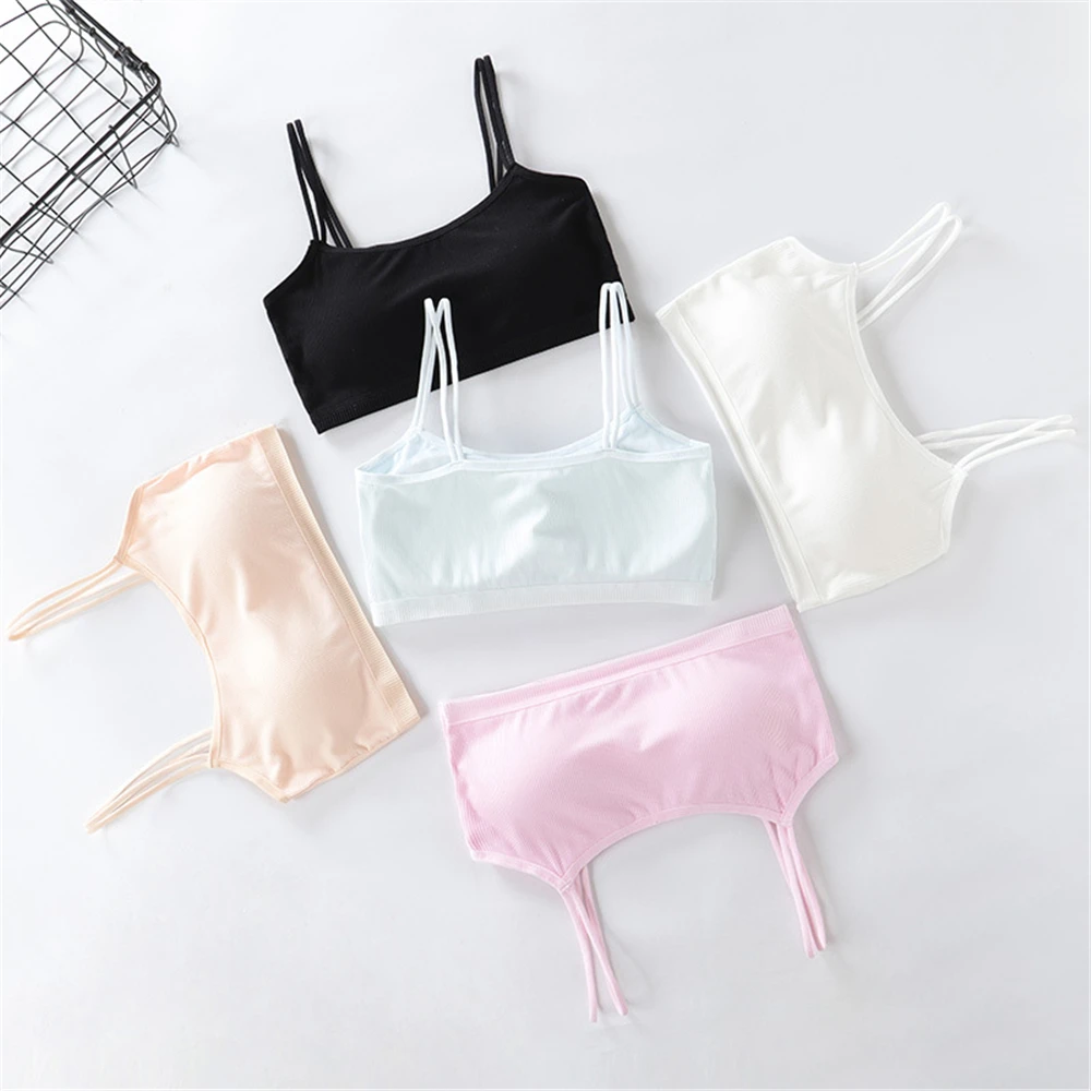 Soft Cotton Children Girls Underwear Kids Girl Solid Color Vest Bra Tank Top Crop Tops for Teen Girl 9-16Years enlarge