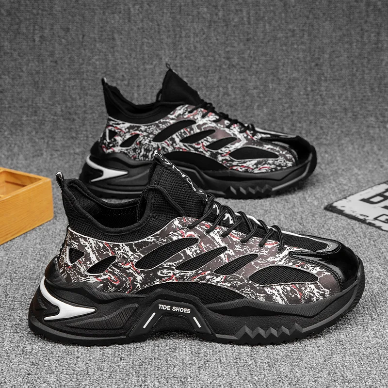 

Men's Sneakers Mesh Lightweight Breathable Rubber Thick Sole Running Shoes Round Toe Anti-collision Comfortable Running Shoes