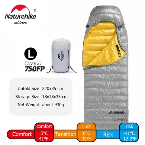 Naturehike CW400 конверт Тип белый гусиный пух спальный мешок зима теплый s NH18C400-D