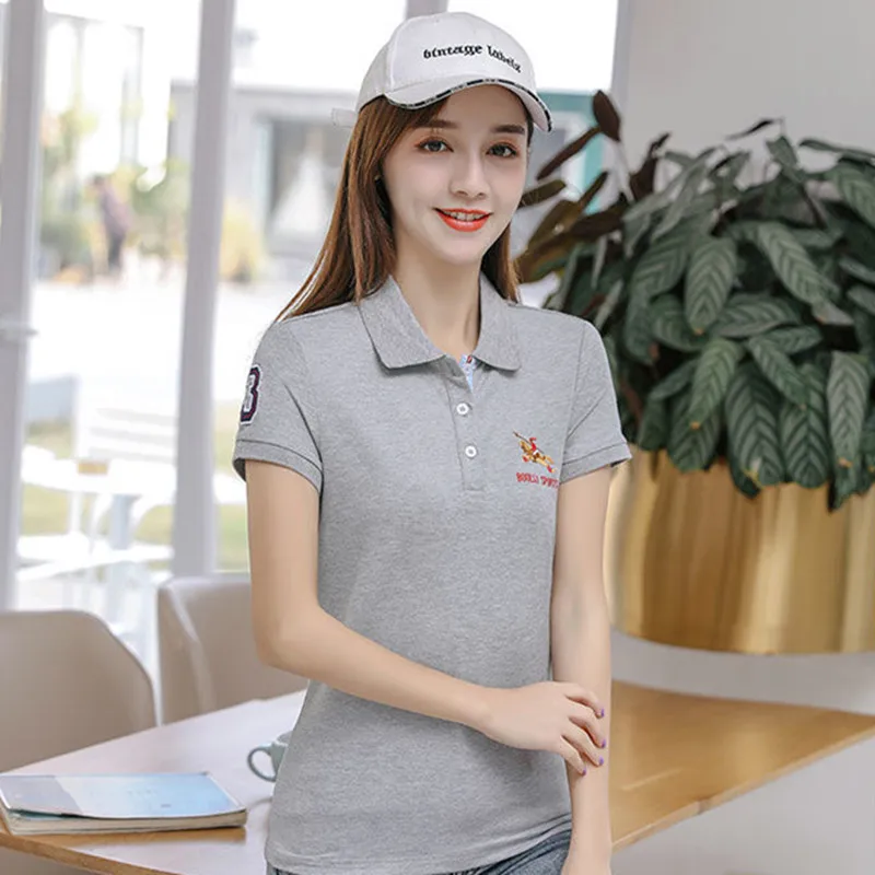 

2023 Summer tees Women's sport Golf T-shirt Korea casual Lapel Short sleeve embroidery golf Polo shirt women loose tops