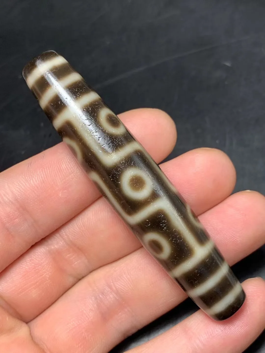 

LKbrother Treasure Magic Energy Тибетский Старый Агат жирная патина Складная линия 9-глазная длинная фототема амулет UPD21028F6