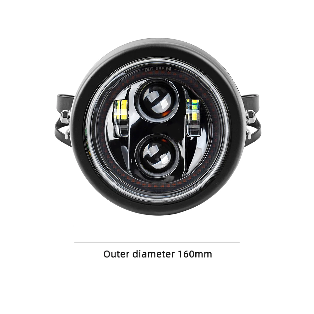 Фото Круглая светодиодная фара 5,75 дюйма с белыми DRL — Plug & Play для Harley 883, Honda CB, Suzuki GSX, Kawasaki Vulcan S №5