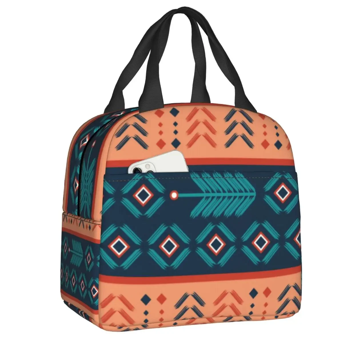

Colorful Tribal Bohemian Pattern Insulated Lunch Bag for Women Portable Boho Thermal Cooler Bento Box Office Work School