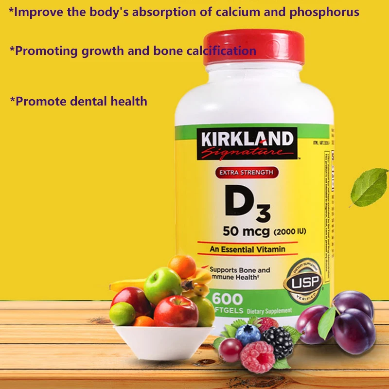 

600 pills Vitamin D3 liquid soft capsule adult Middle aged elderly 2000IU promotes calcium absorption Health Food