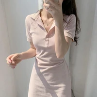 fashion lapel tie waist sexy casual short sleeved dress t shirt female 2021 new summer pink mini short de mujer skirtvestidos