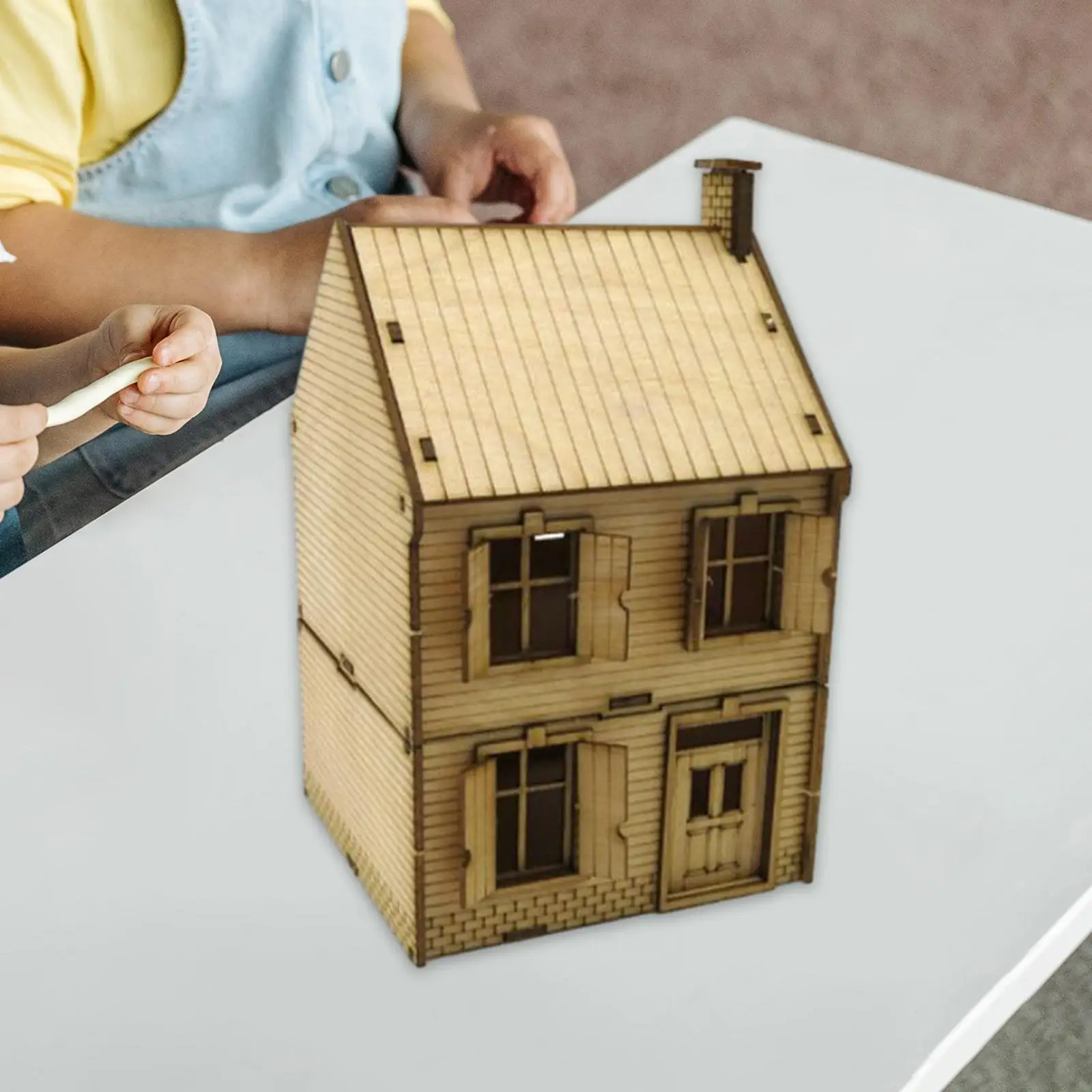 

1:72 Scale Architecture Building Model Kits Handmade DIY Crafts DIY Painting Miniature House Model for Sand Table Scene Decor
