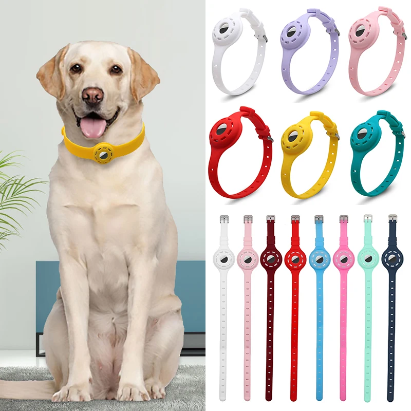 Dog Collar Holder Silicone Pet Collar Case For Airtags Anti-Lost Air Tag Cover Compatible With Dog Collars Anti-lost Adjustable
