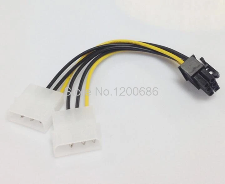 Купи Big mouth 4PIN to 6PIN xternal power cable PCI-E graphics dual 4P to 6P power adapter cable за 262 рублей в магазине AliExpress