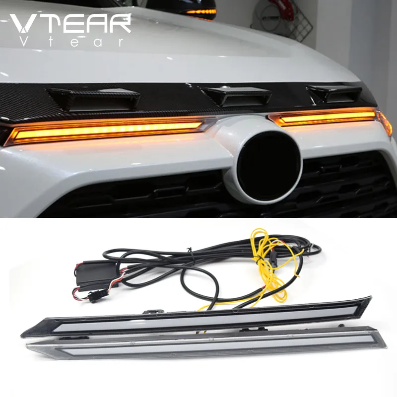 

Аксессуары Vtear для тойота рав 4 Toyota RAV4, 2019, 2020 2021, светодиодный фонарь дневного света, украшение крышки двигателя автомобиля, сигнальная лампа поворота,автомобильные товары