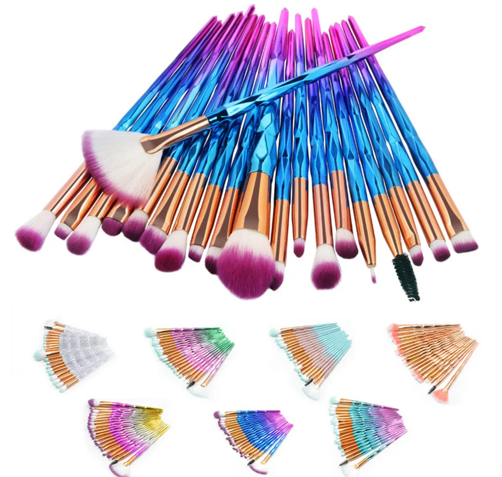

10Sets 20Pcs Diamond Makeup Brushes Set Powder Foundation Blush Blending Eye shadow Lip Cosmetic Beauty Make Up Brush