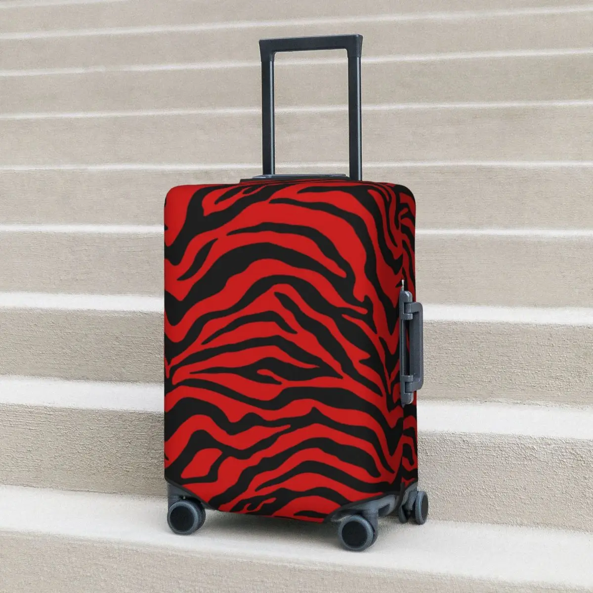 

Black Red Zebra Stripe Suitcase Cover Animal Print Novelty Holiday Business Strectch Luggage Accesories Protector
