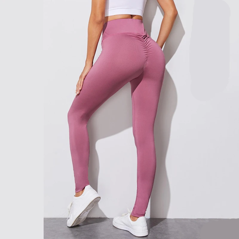 Lucyever 2021 New Sexy Slim Fit Pants Women Pink Elastic Fitness Sports Leggings Female High Waist Running Trousers Woman