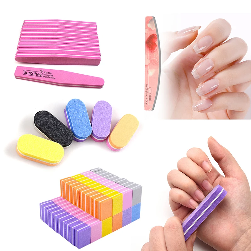 

50-5Pcs Nail Buffers Nail Sponge Sanding Block Form Nail File for UV Gel Nail Buffer Block Pedicure Sanding Nail Art Tools