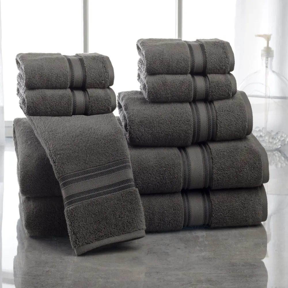 

Addy Home 100% Cotton Ultra Low Twist 8-Piece Bath Towel Set, Grey