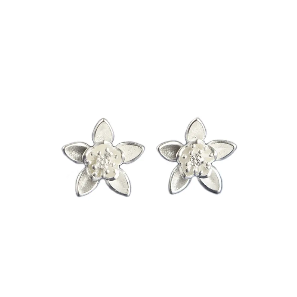 

Silver Literature Fresh Frosted Flower Stud Earrings Simple and Sweet Temperament Versatile Silver Ear Jewelry