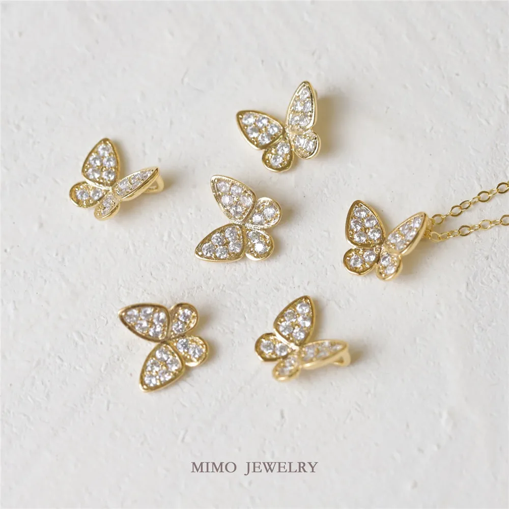 

Color preservation gold plated full diamond micro-inlaid zircon exquisite butterfly pendant DIY bracelet necklace accessories