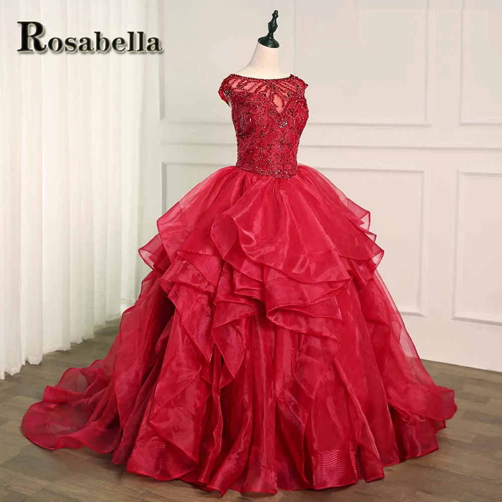 

Red Rhinestones Layered Evening Dresses Homecoming Special Occasion Prom Women Civil Cocktail Party Custom Made Robe De Soiree