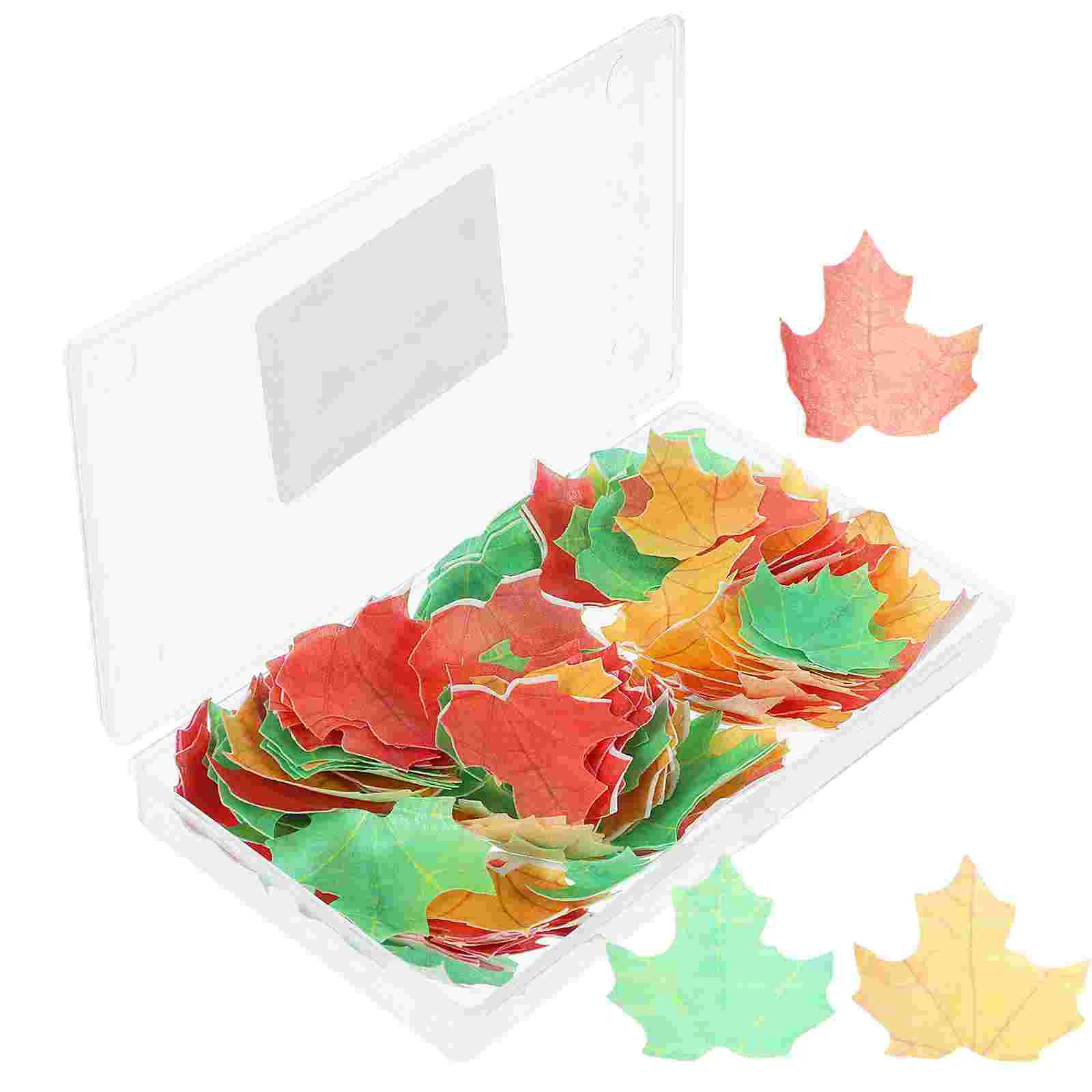 

110 Pcs Maple Leaf Cake Inserting Card Topper Wedding Decoration Birthday Sticky Rice Paper Fall