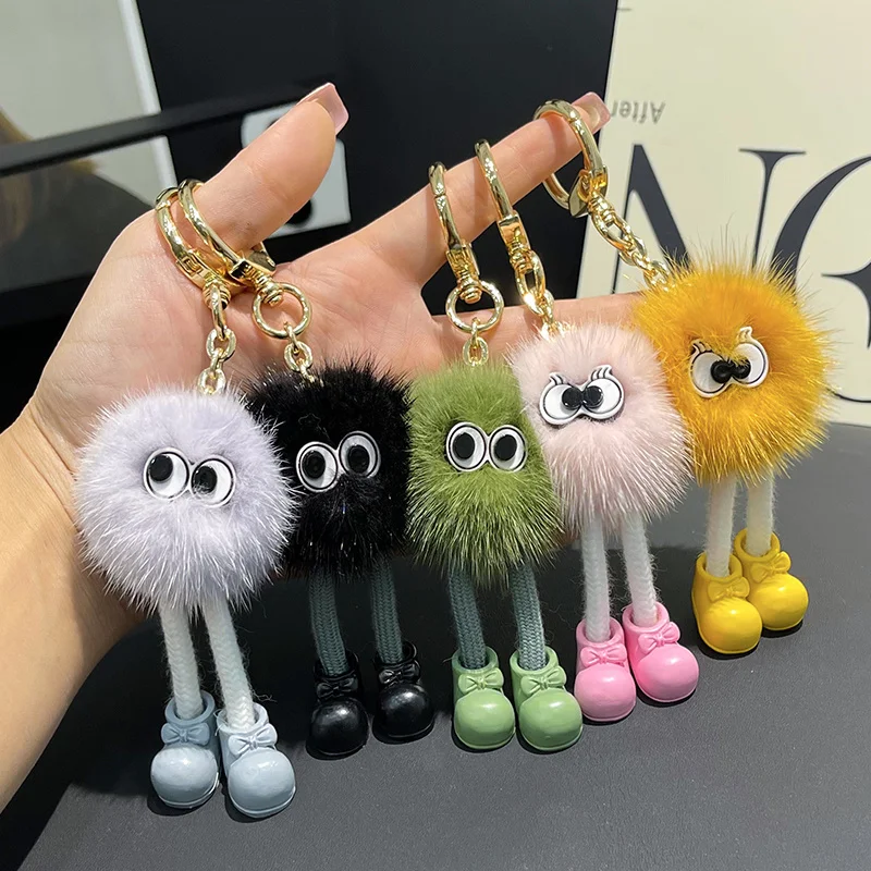 

Anime Keychain for Car Keys Keyring Lanyard Natural Mink Small Briquettes Keyrings Bag Charm Keychain on the Phone Keychains