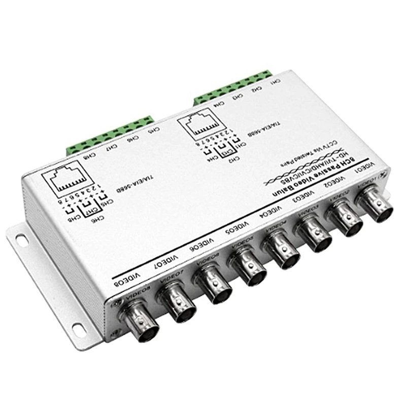 

RISE-8-CH UTP 720P/1080P HD Passive Video Balun Transceiver,BNC To Cat5/5E/6 RJ45(T568B)UTP Cable Converter Video Transmitter