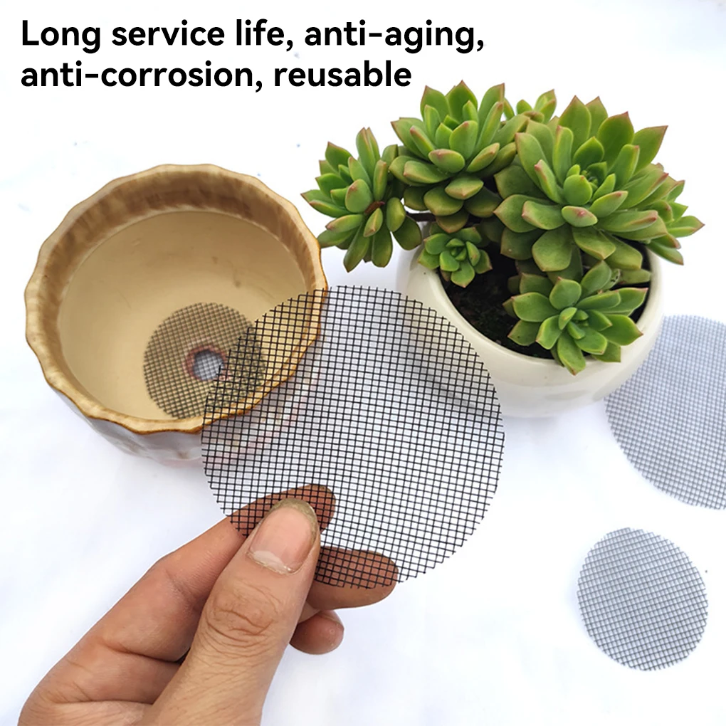 

100 Pieces Flower Pot Hole Mesh Pad Drainage Netting Bonsai Mat Mat