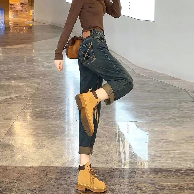 Нишевые джинсы Harlan женские новые свободные брюки в стиле ретро с высокой талией и