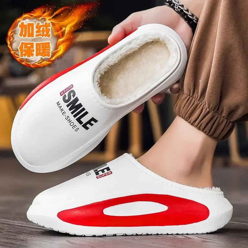 

Хлопковые тапочки Мужская зимняя одежда с флисовой подкладкой стеганая Теплая стеганая обувь Молодежная Съемная обувь большого размера 45 слипоны Sl
