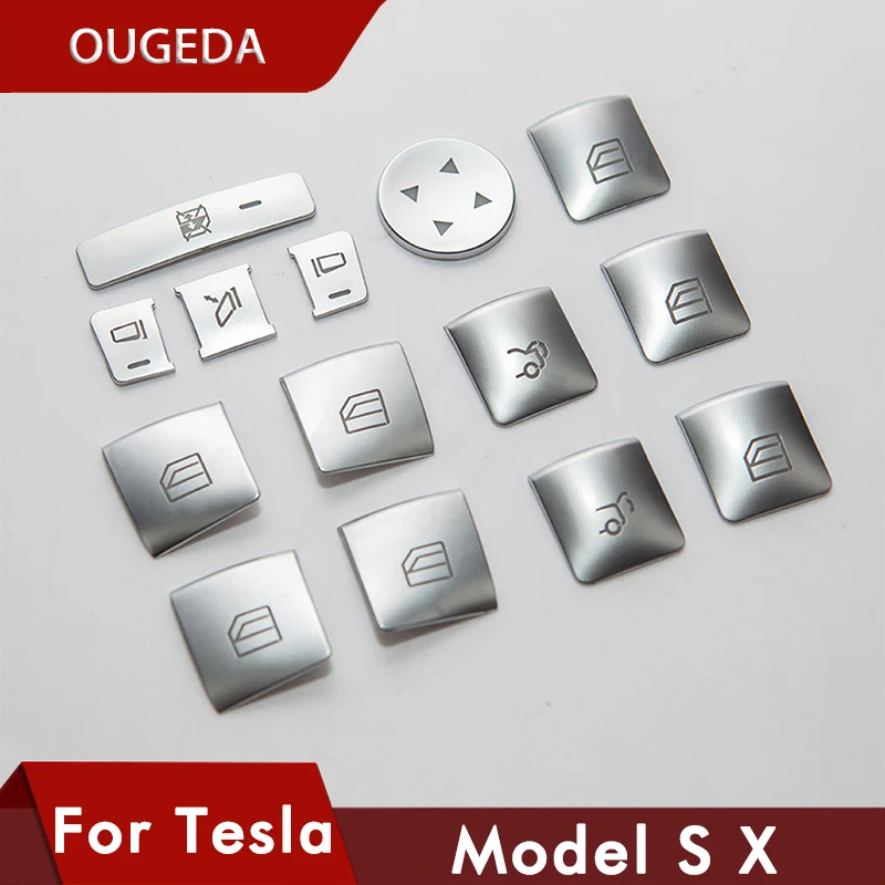 

OUGEDA 14 шт. оконный подъемник с кнопками крышка рамы для Tesla модели S аксессуары модели S модели ModelX автомобиль Серебристый Новый