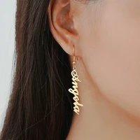 a pair personalized earrings for women custom name letter tassel vertical crochet earring stainless steel jewelry birthday gifts